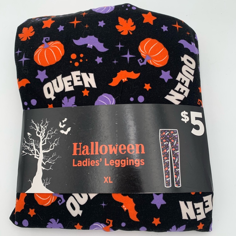 🔥 3 for $12 🔥 Halloween Ladies' Leggings - Black purple and Orange XL